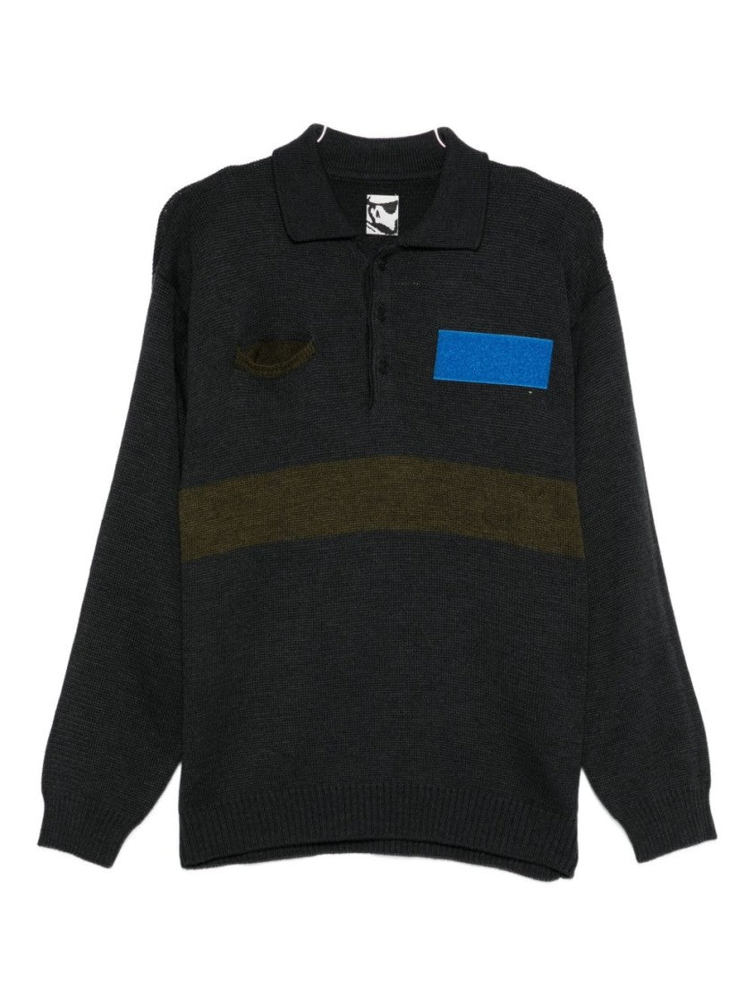 Gr10k Knit Buttoned Contrast Patches Jacket