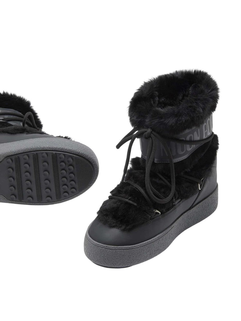 Moon Boot Black Ltrack Faux Fur Lace-Up Boots