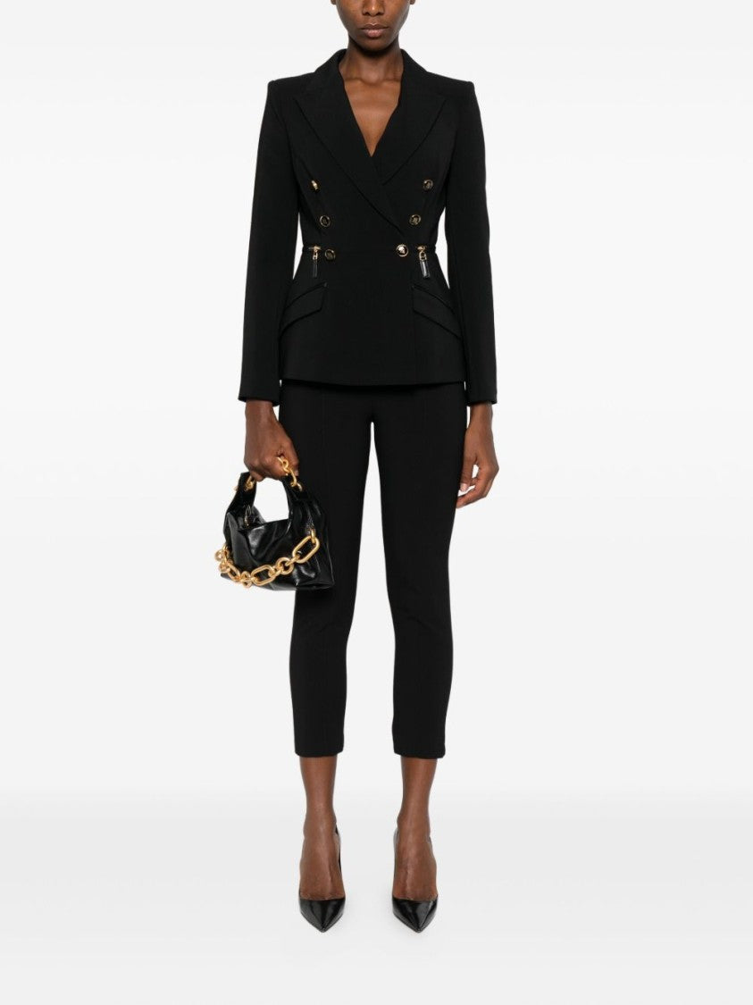 Elisabetta Franchi Tailored Double-Breasted Black Jacket With Gold-Tone Accents