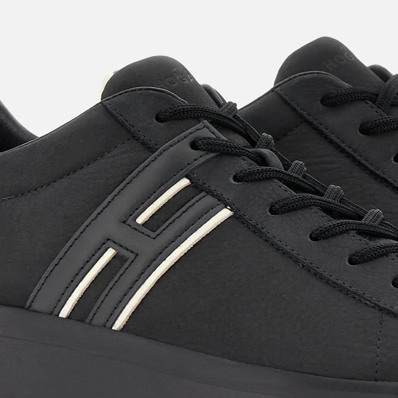 Hogan Black Calfskin Low-Top Sneakers