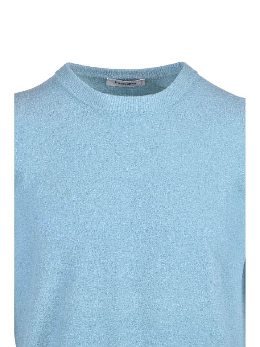 Kangra Aquamarine Crew Neck Cotton Knit Top