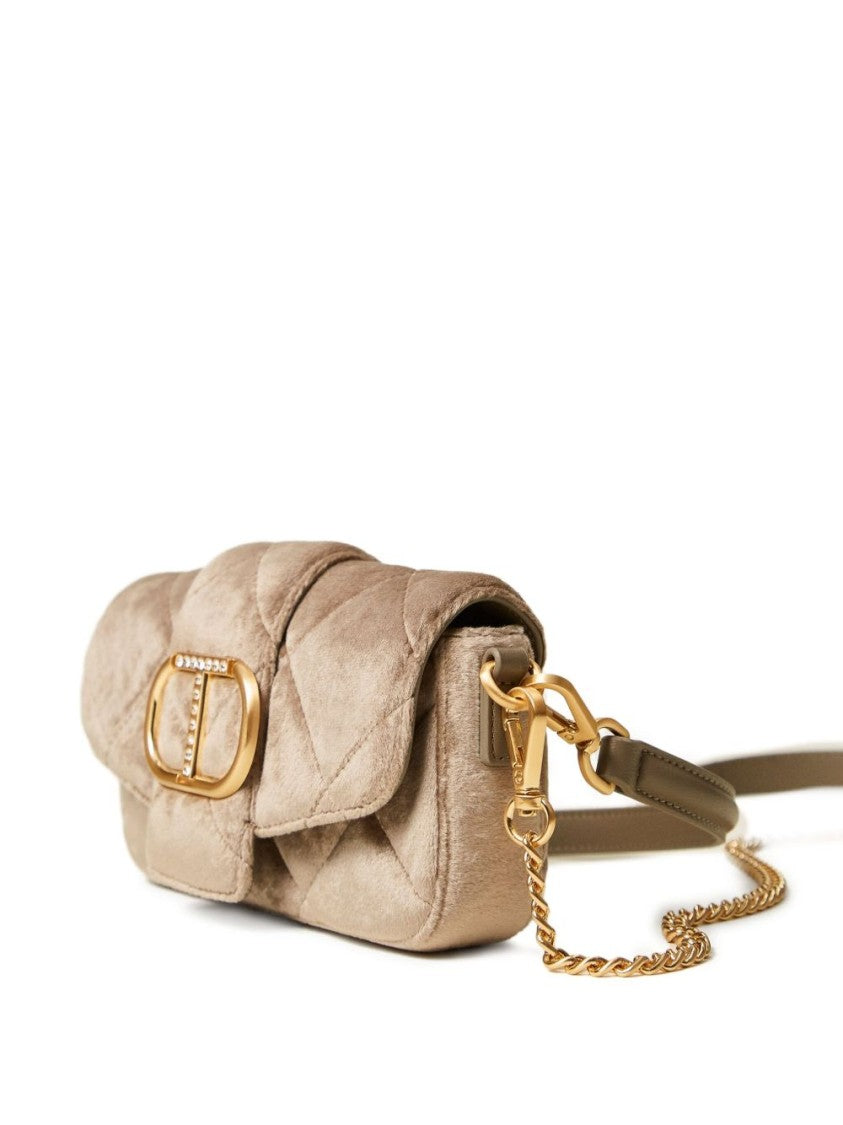 Twin-Set Quilted Bag With Gold-Tone Buckle Closure And Chain Strap