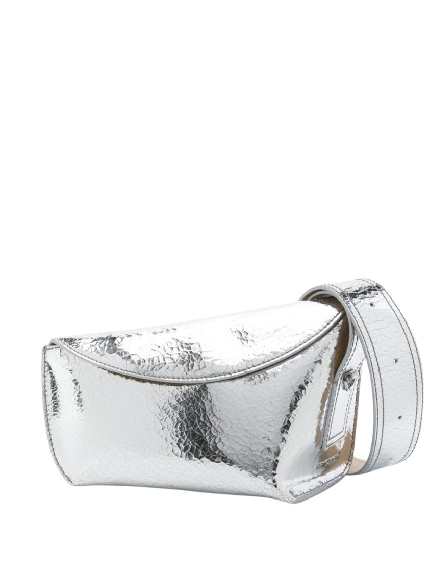 Alexander Mcqueen Silver Bag With Textured Metallic Finish