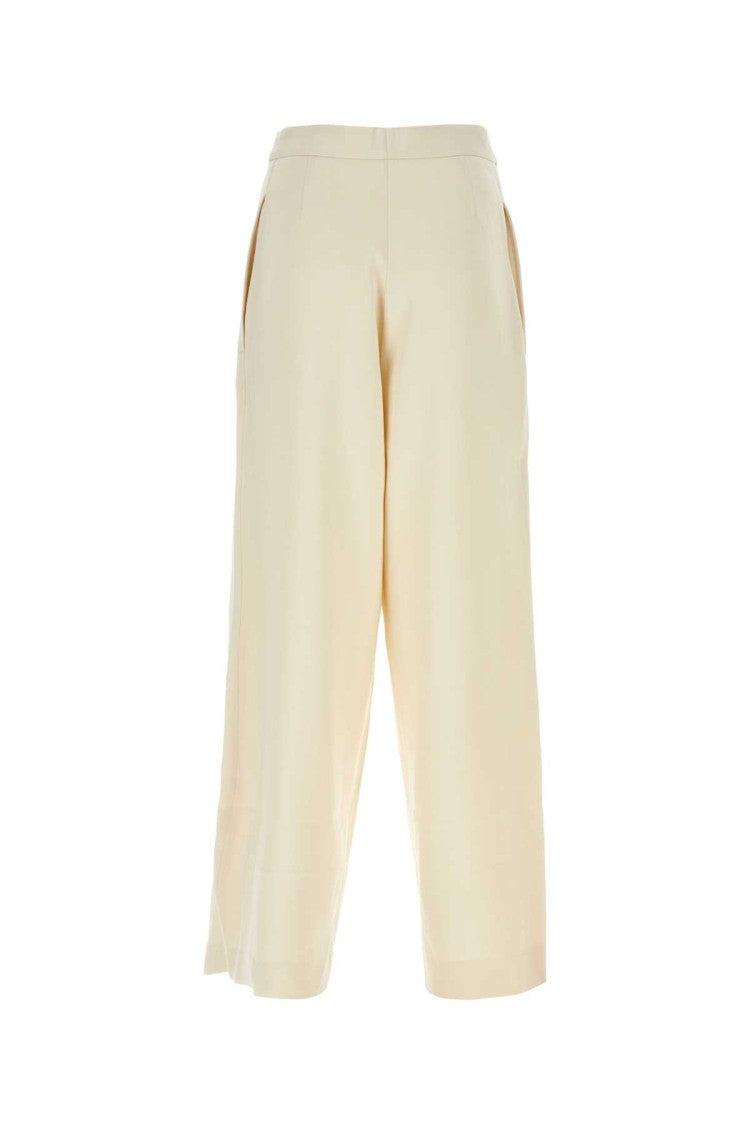 Ami Ivory Viscose Blend Wide-Leg Pant