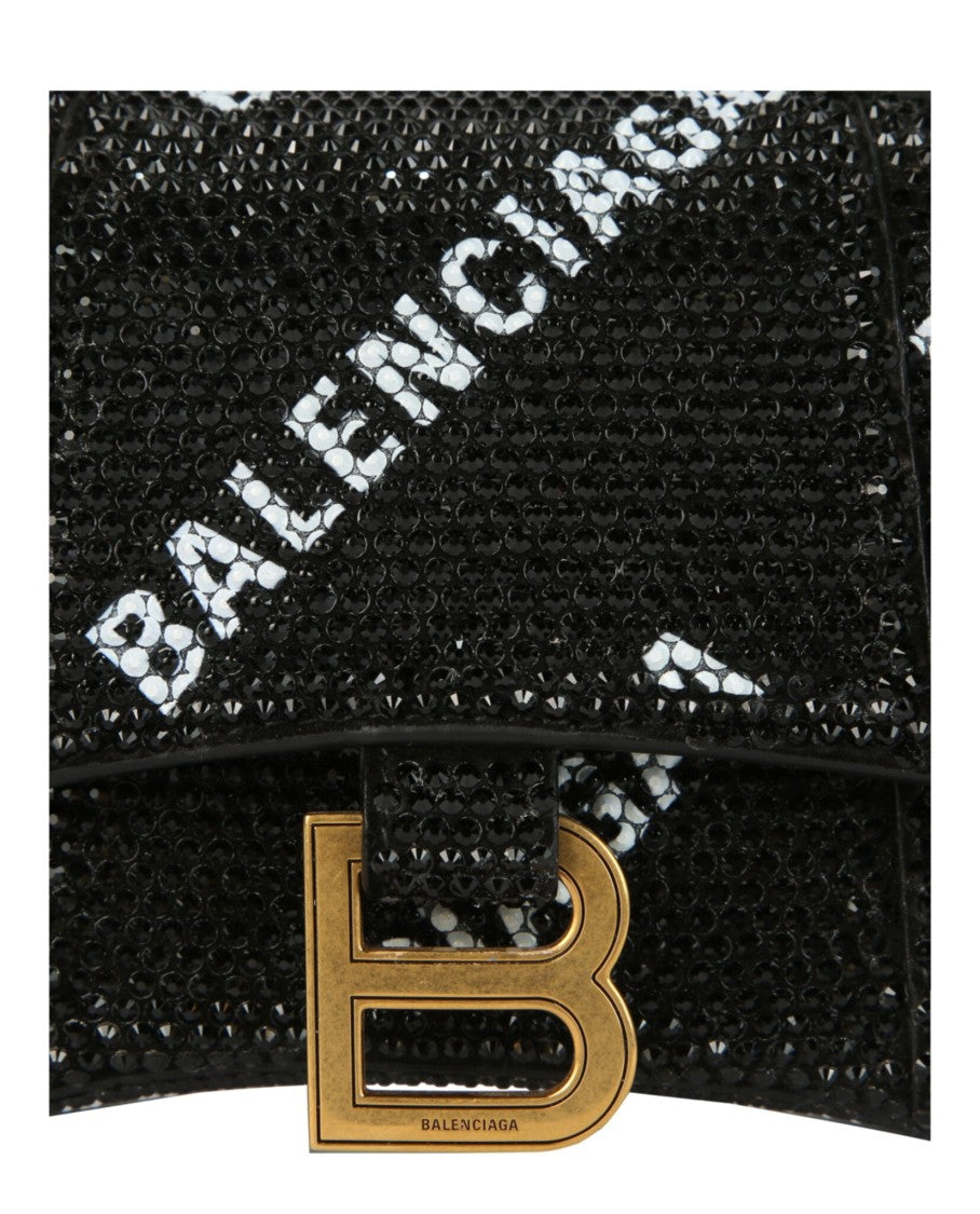 Balenciaga Hourglass Xs Top Handle Bag With Strass Logo Design