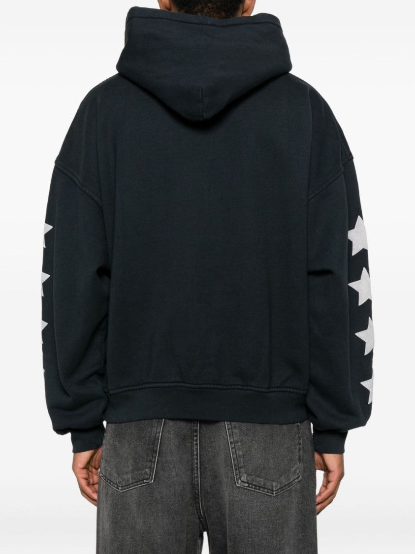 Rhude Black Star Pattern Hooded Graphic Hoodies