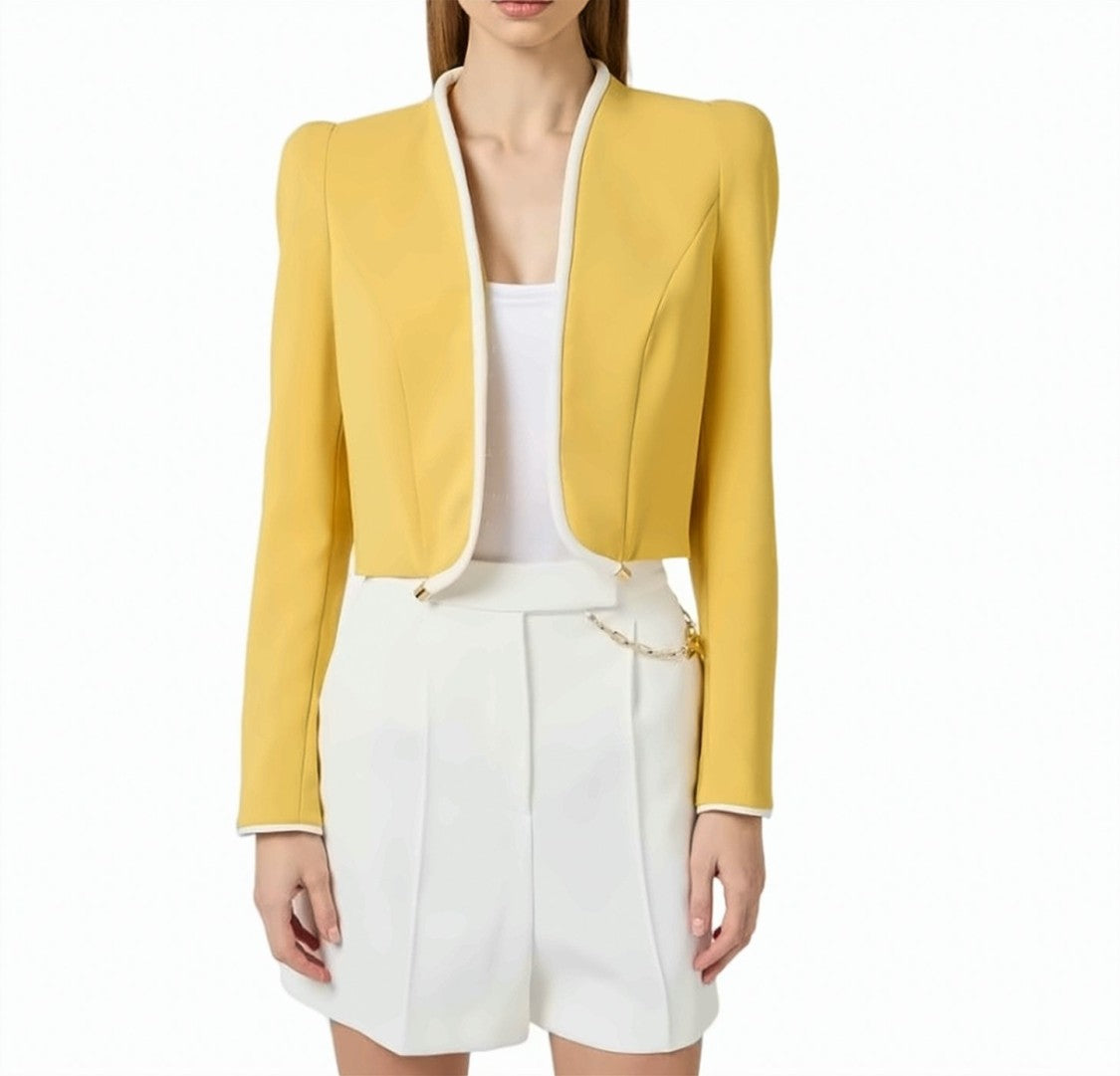 Elisabetta Franchi Lightweight Crepe Piped Jacket