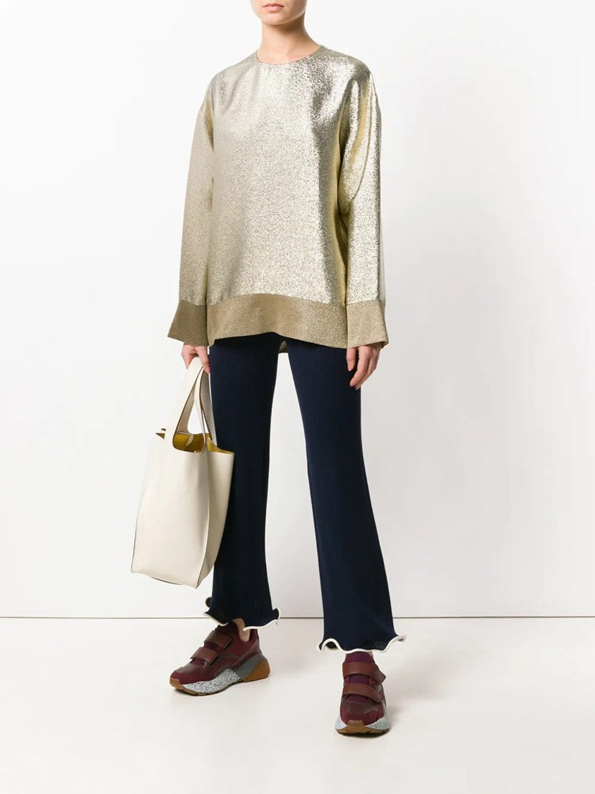 Stella Mccartney Gold Boxy Metallic Metallic Sweater