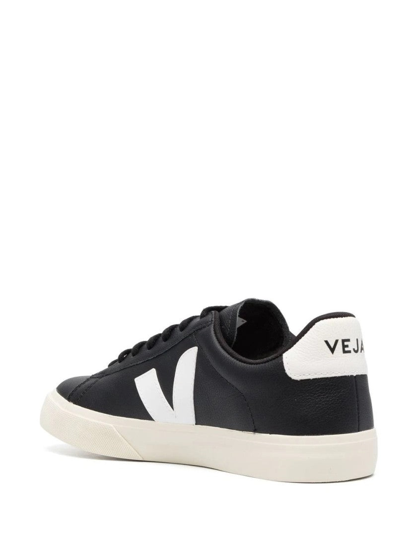 Veja Black Leather Campo Sneakers With Contrasting Logo