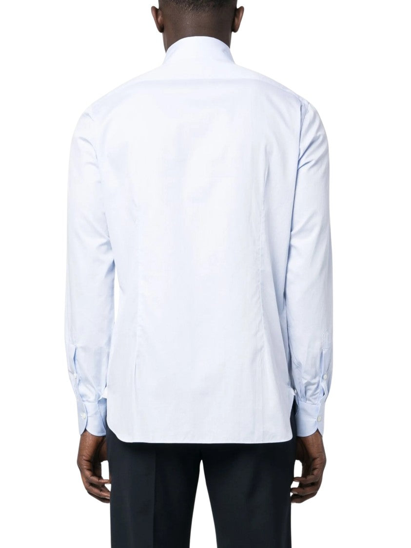 Borrelli Tailored White Cotton Shirt With Classic Collar And Structured Cuffs