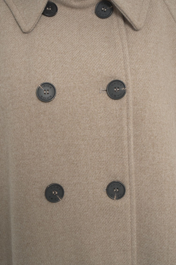 Kaos Double-Breasted Mid-Length Coat With Lapel Collar