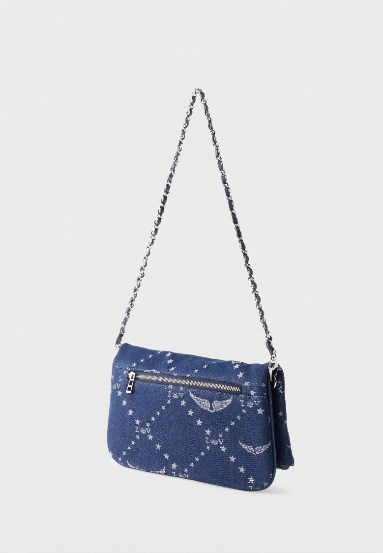 Zadig & Voltaire Rectangular Denim Shoulder Bag With Chain Strap