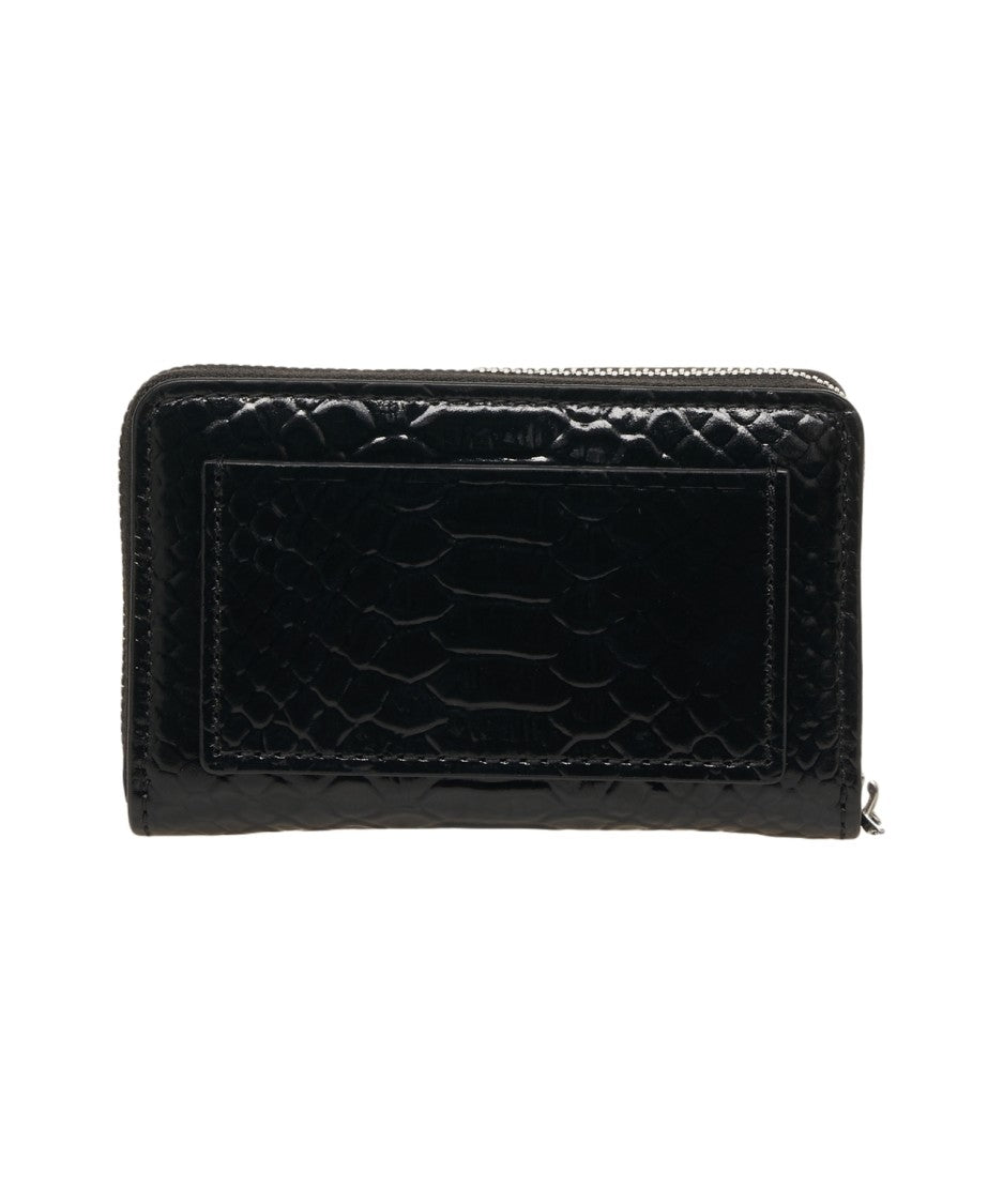 Michael Kors Black Crocodile-Effect Leather Zip-Around Wallet