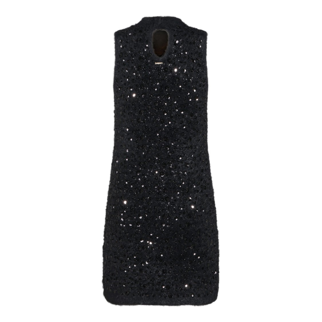 Twin-Set Textured Sequined Keyhole Shift Mini Dress