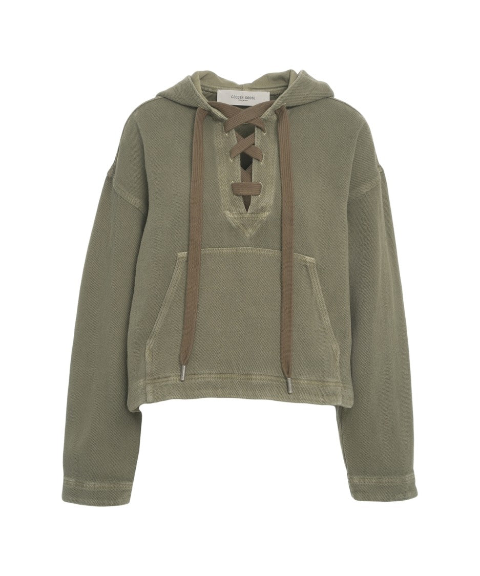 Golden Goose Hooded Sweatshirt With Lace-Up Detail