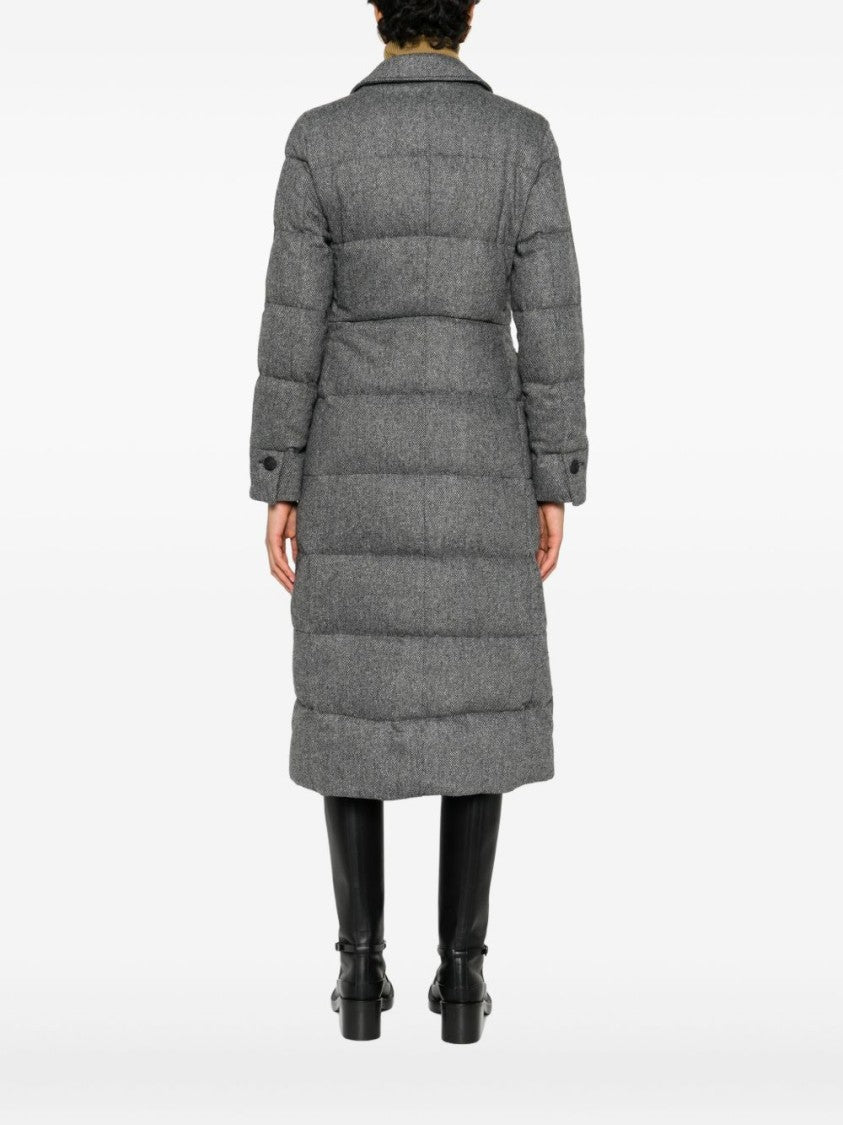 Peuterey Quilted Grey Parka With Double-Breasted Front