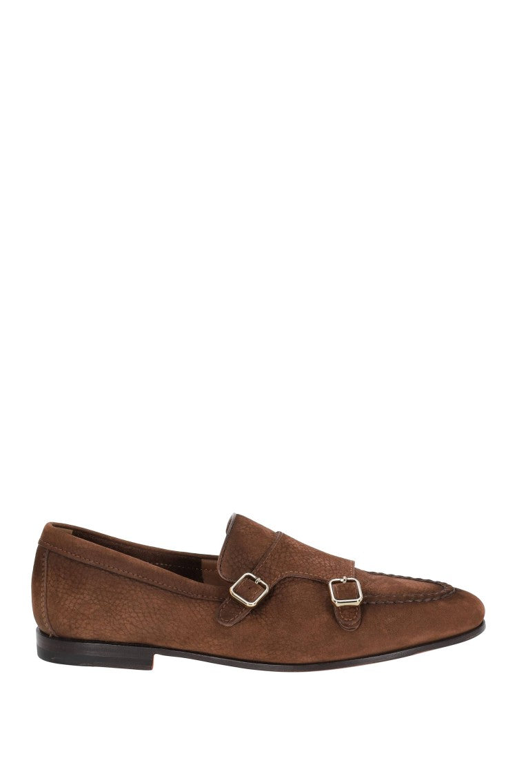 Santoni Carlos Nabuck Double-Buckle Moccasins