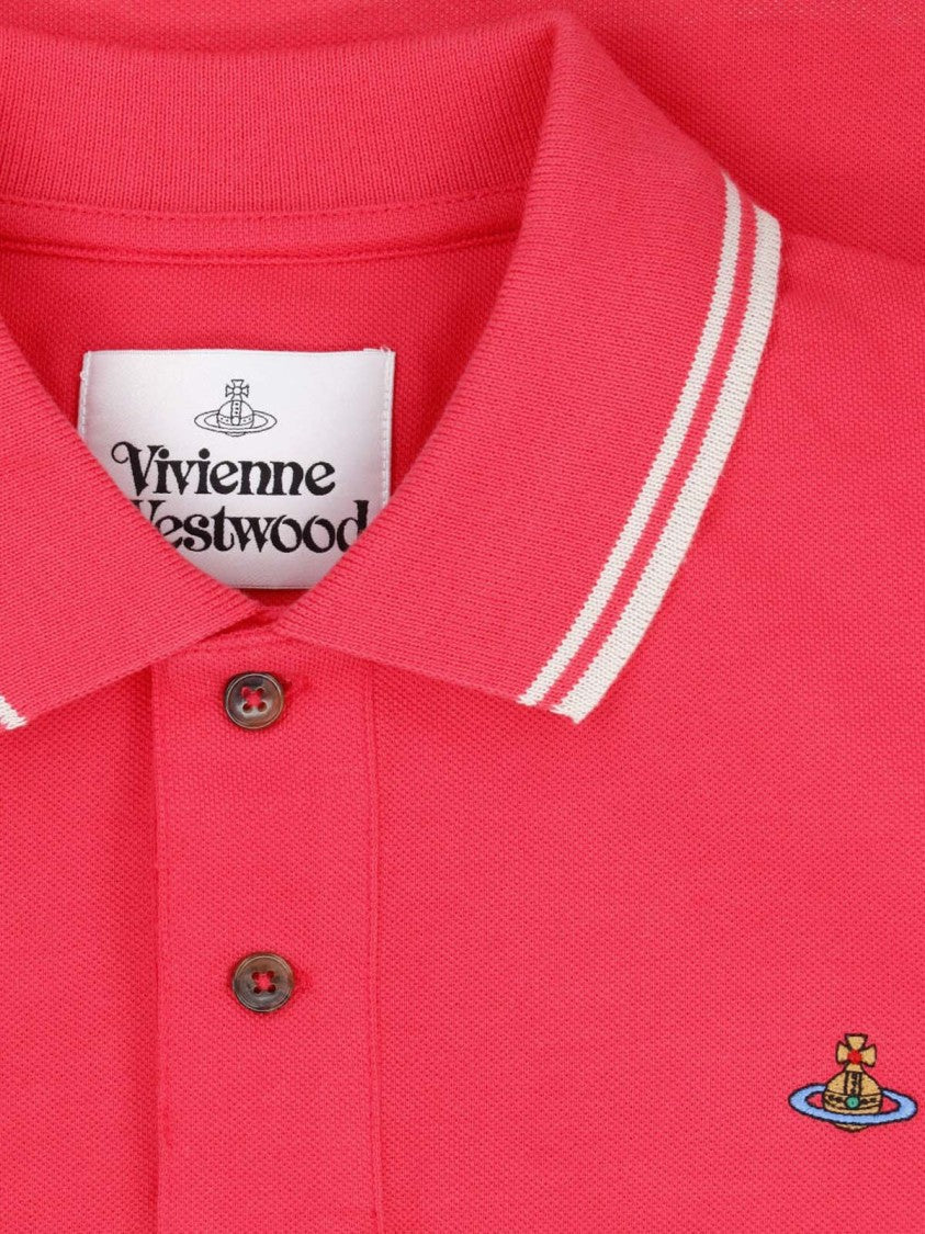 Vivienne Westwood Cropped Polo Shirt With Double Stripe Detailing