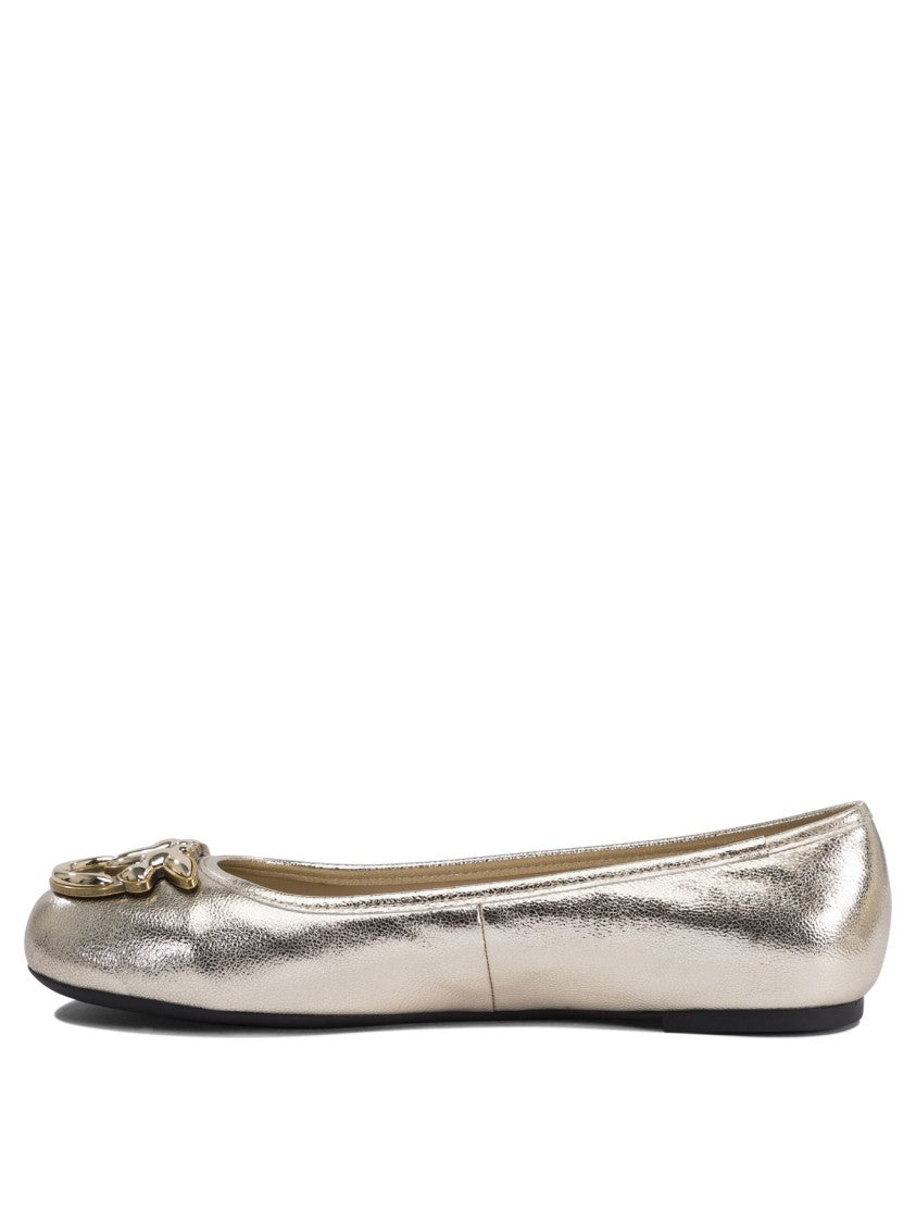 Pinko Metallic Finish Leather Ballerinas
