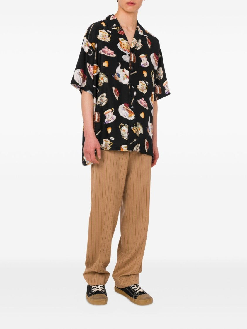 Moschino Black Silk Short-Sleeve Shirt