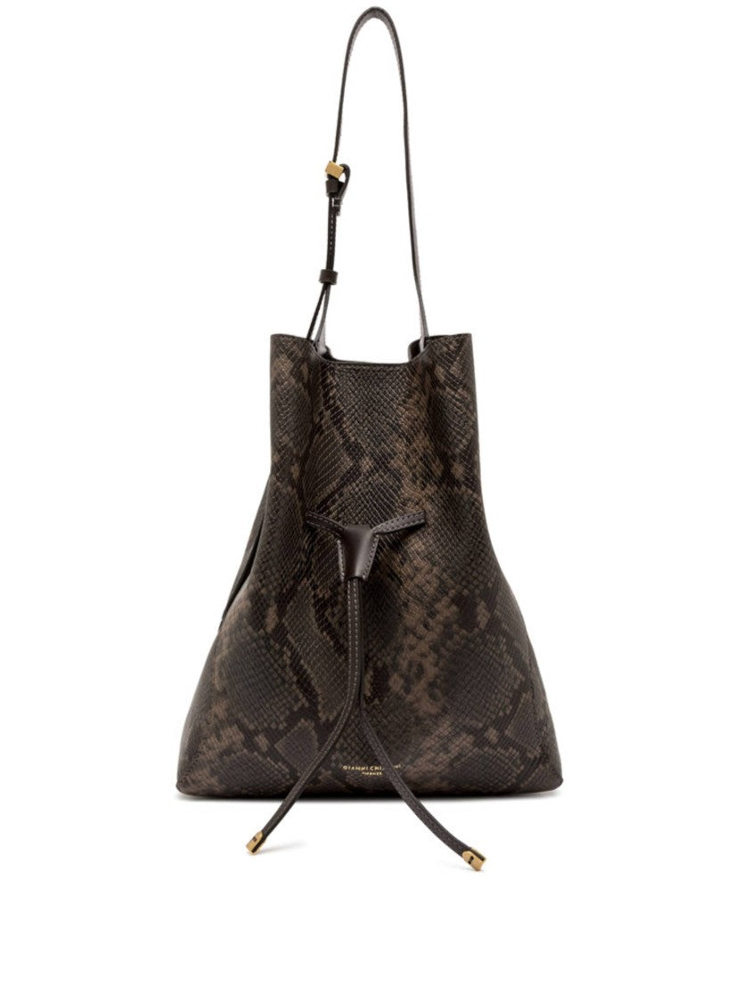 Gianni Chiarini Bucket-Style Handbag With Adjustable Strap And Snakeskin Design