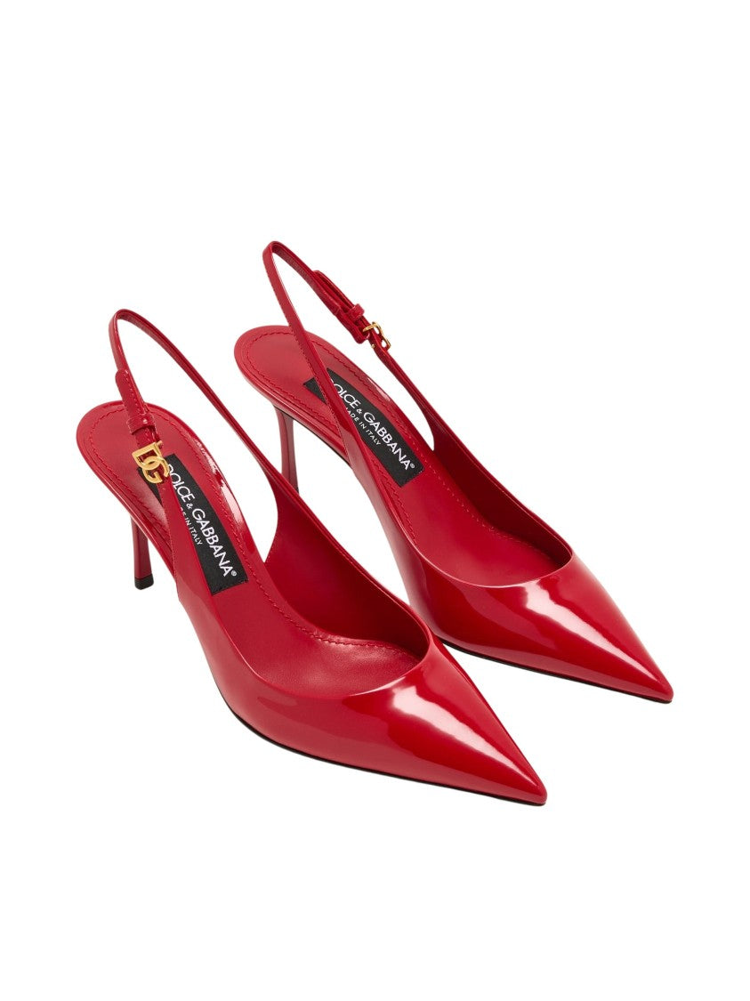 Dolce & Gabbana Glossy Red Patent Leather Slingback Pumps