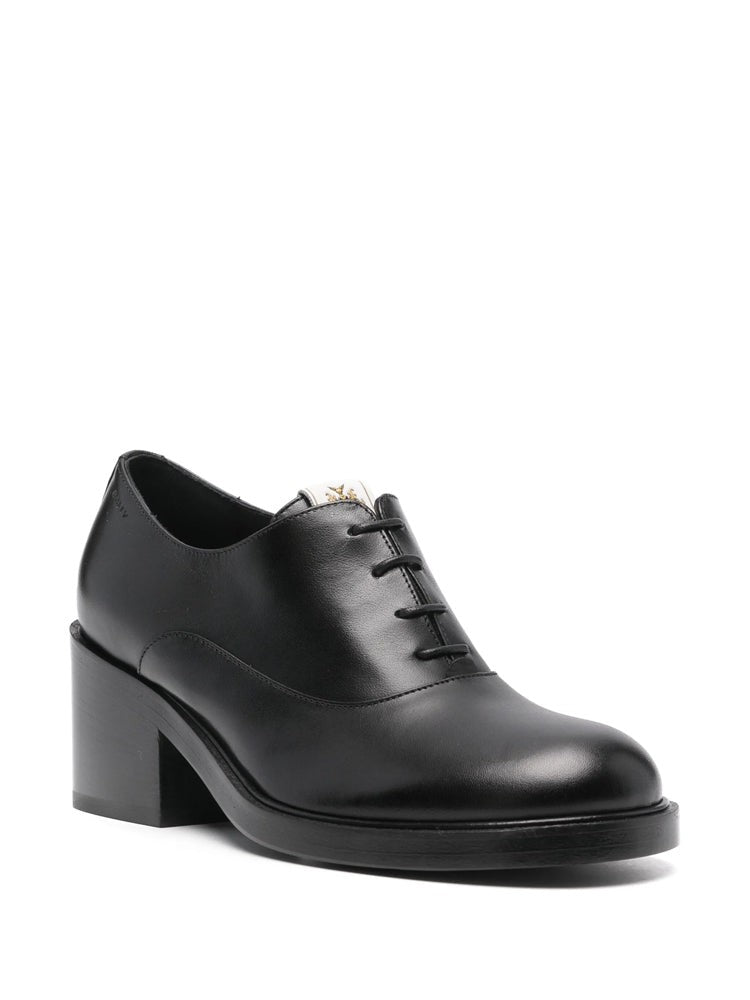 Bally Black Polished Leather Block Heel Loafers