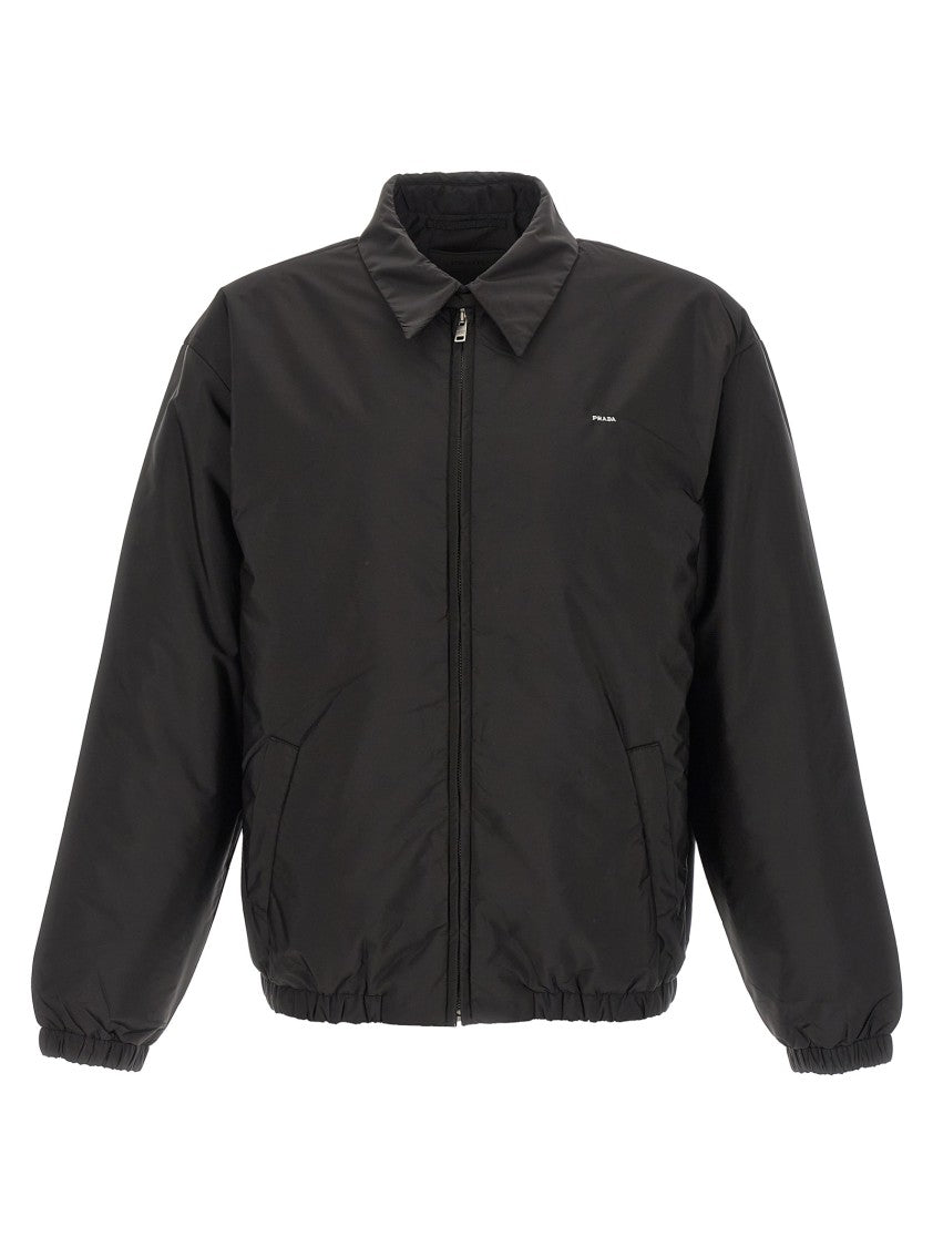 Prada Re-Nylon Jacket With Goose Feather Padding And Subtle Logo Embroidery