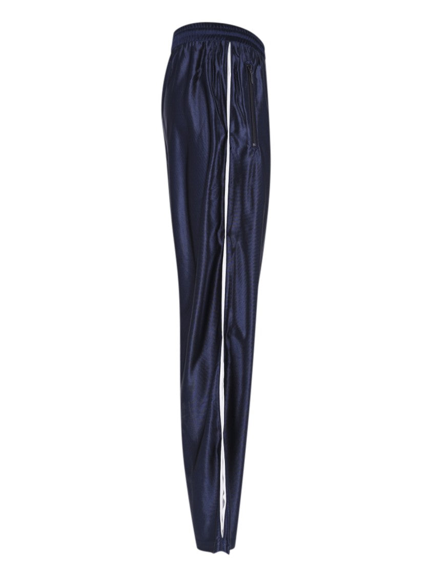 Needles Blue Satin Embroidered Logo Sweatpants
