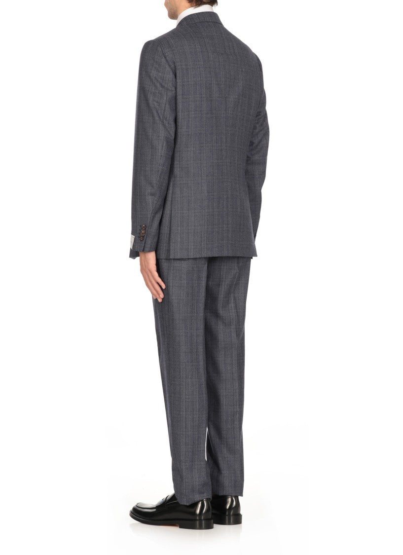 Caruso Blue Wool Suit