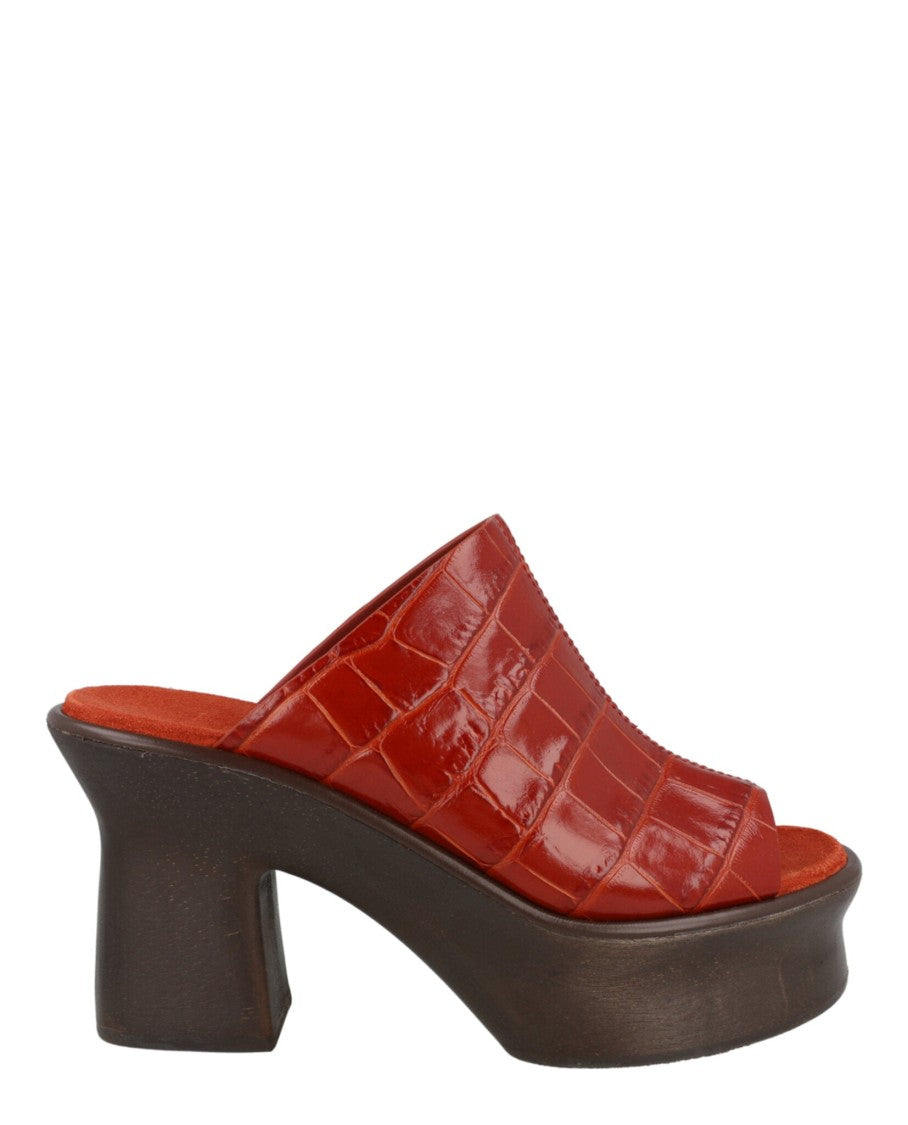 Ferragamo Samanta Croc-Embossed Platform Mules