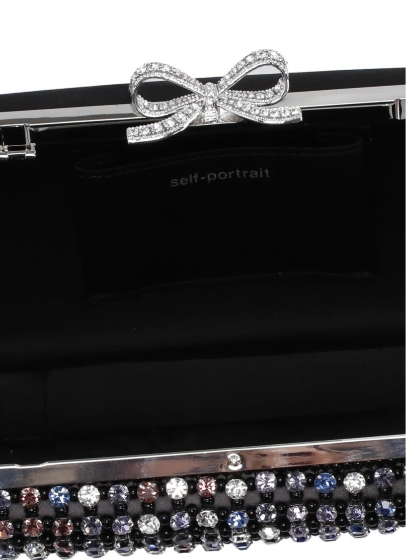 Self-Portrait Crystal-Embellished Chainmail Clutch Bag