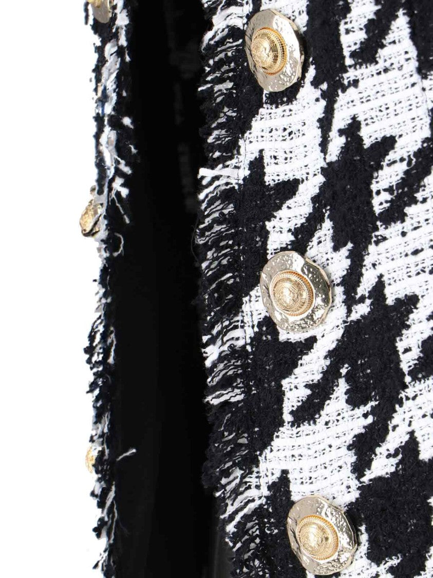 Balmain Classic Houndstooth Jacket With Gold-Tone Accents