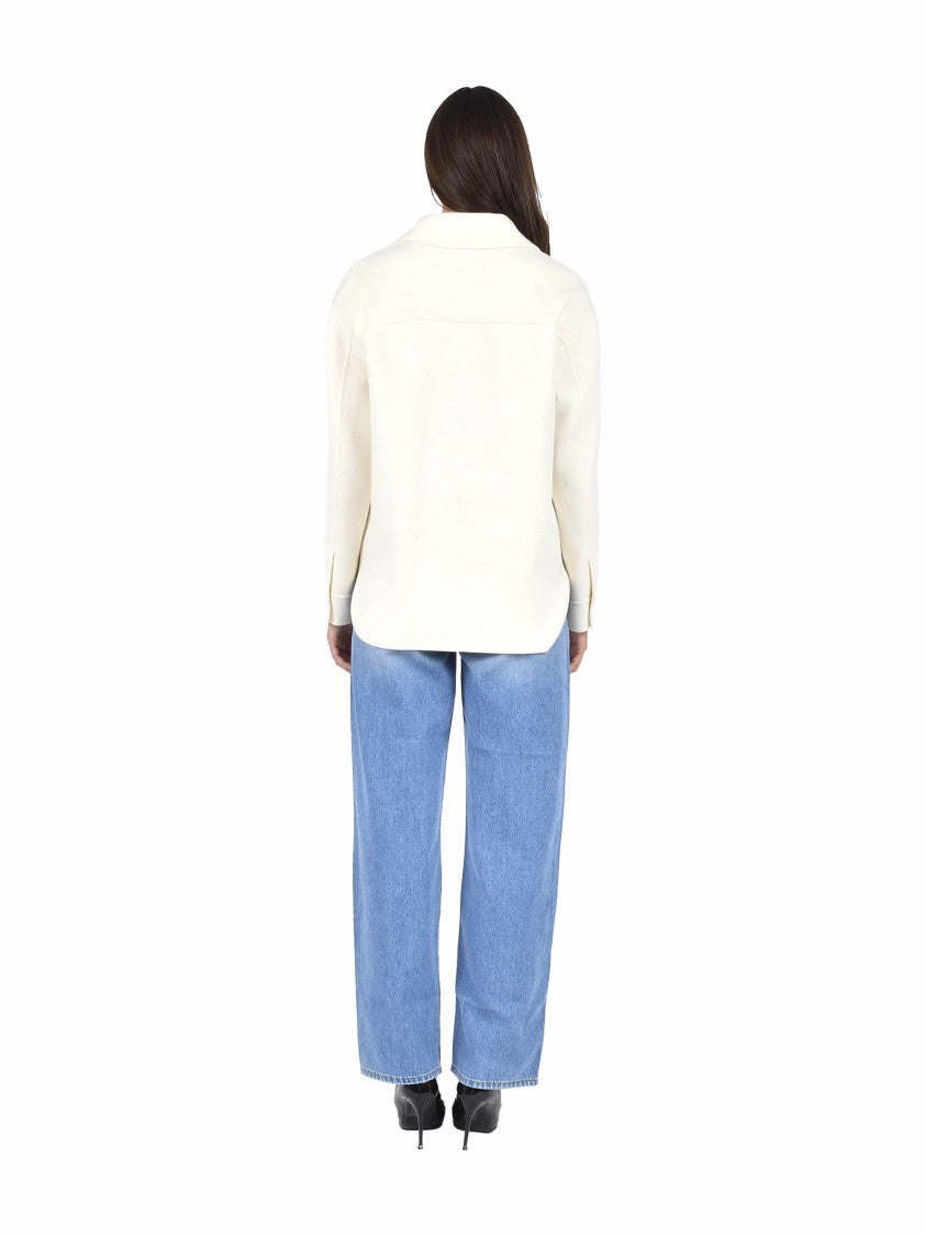 Max Mara Chic White Overshirt In Wool-Silk-Cashmere Blend