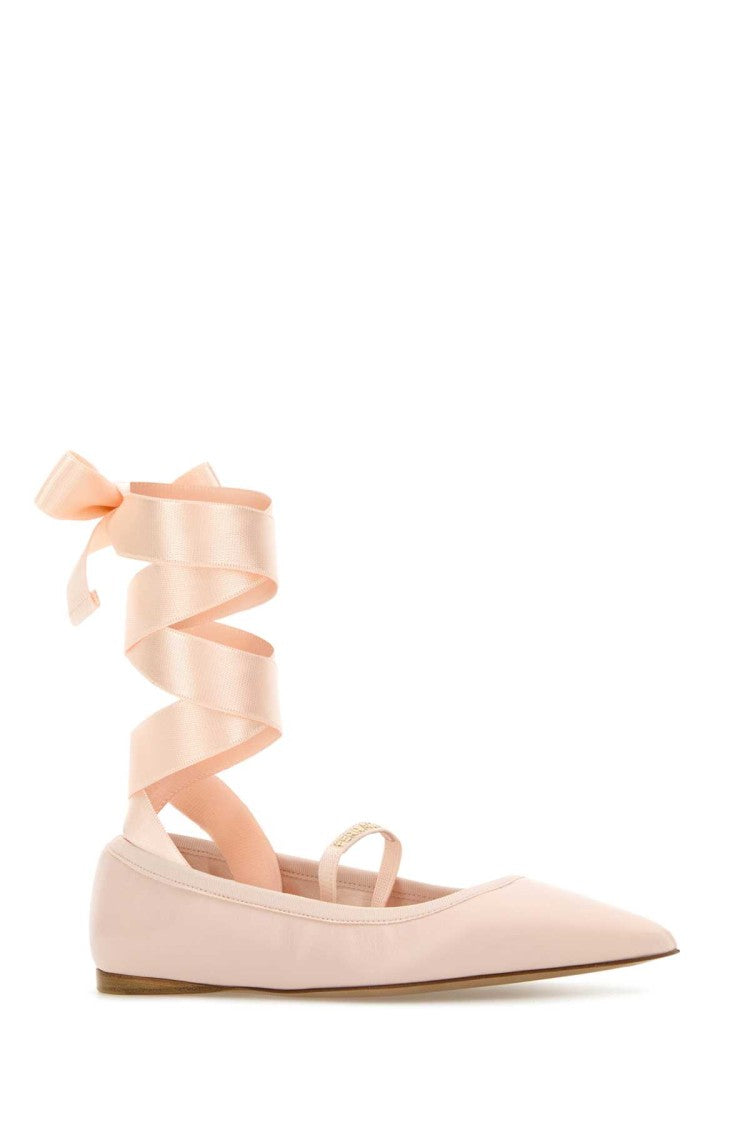 Salvatore Ferragamo Pastel Pink Leather Carice Ballerinas