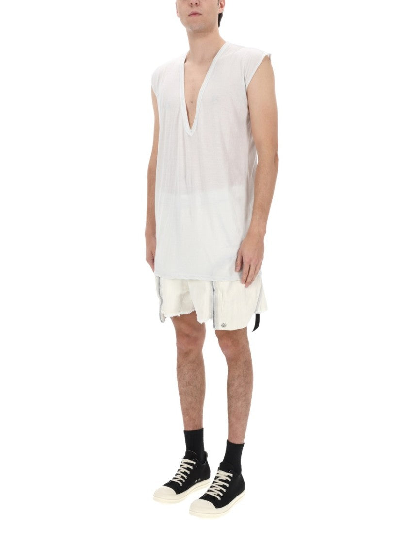 Drkshdw By Rick Owens Neutrals Dylan T Oversized V-Neck T-Shirt
