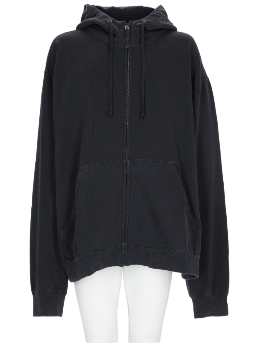 Maison Margiela Zip-Up Black Sports Jacket With Hood And Kangaroo Pocket