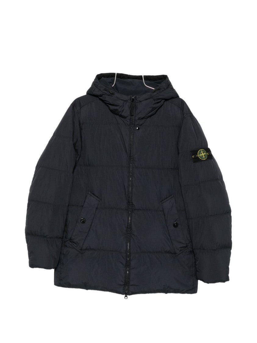 Stone Island Black Quilted Padded Hooded Patch Jacket