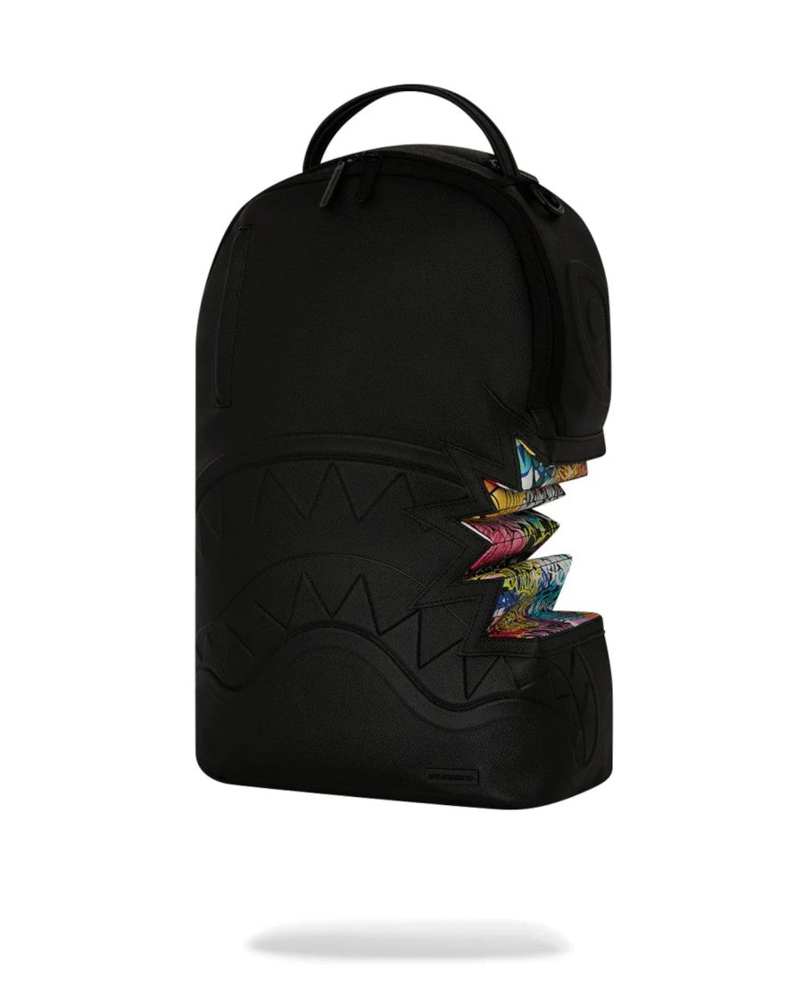 Sprayground Jagged-Design Black Backpack With Velvet Accents