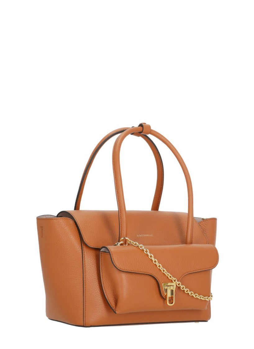 Coccinelle Structured Medium Shoulder Bag With Pebbled Leather Finish
