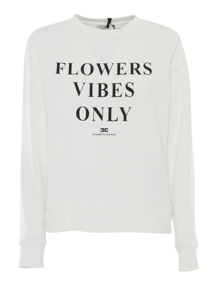Elisabetta Franchi White Top With Bold Printed Message