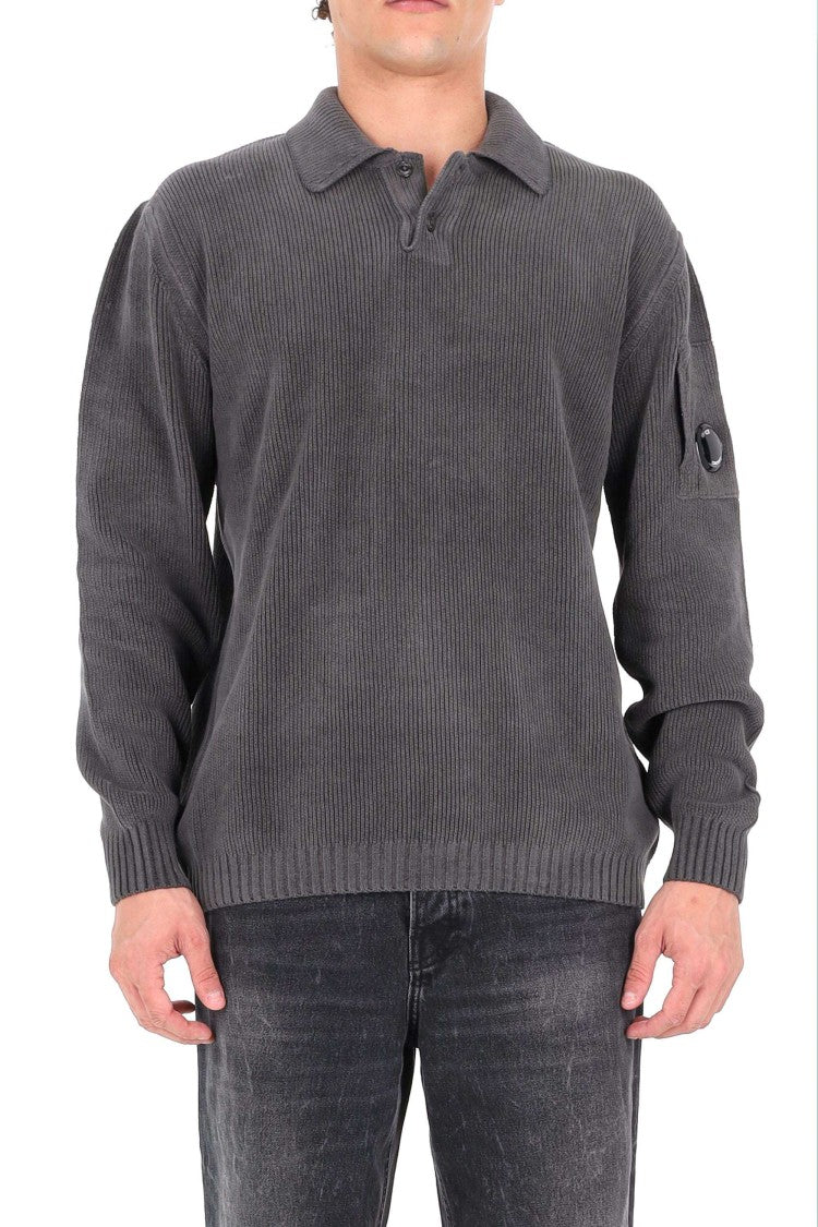 C.P. Company Velour Cotton Polo-Sweatshirt