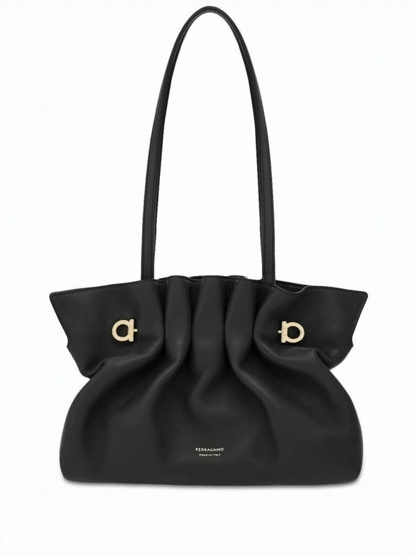 Salvatore Ferragamo Ruched Nappa Leather Shoulder Bag