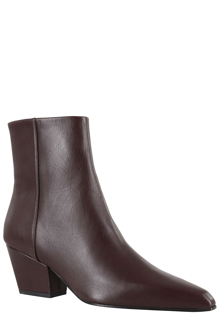 Paris Texas Ebony Jane 60 Pointed Square Heel Leather Ankle Boots