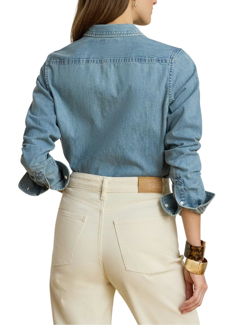 Lauren Ralph Lauren Classic Embroidered Logo Denim Shirt