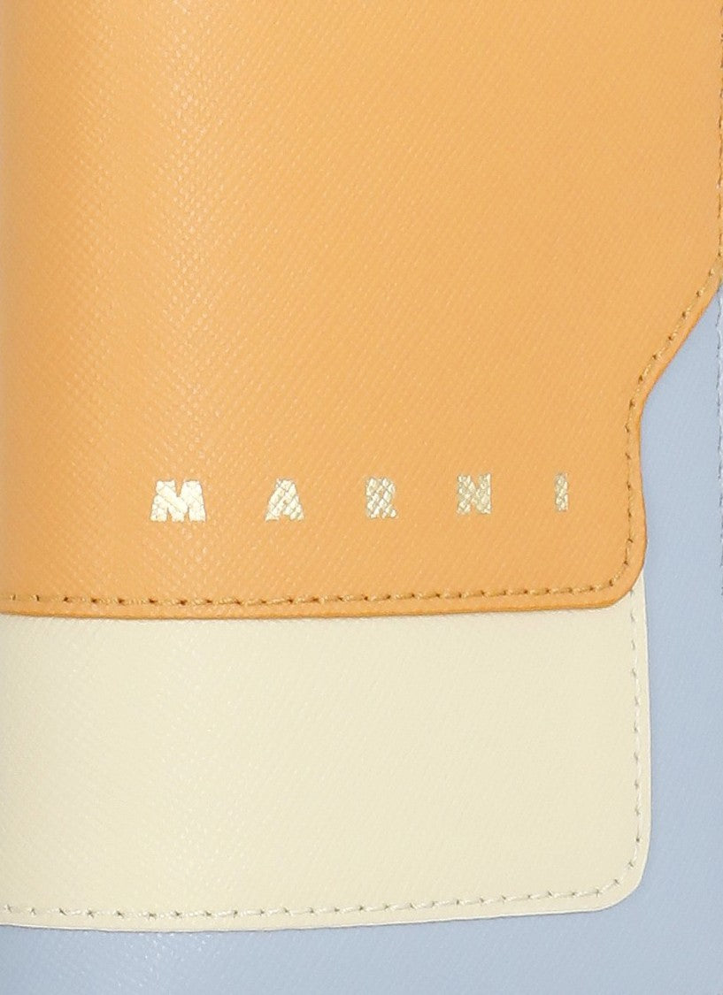 Marni Compact Color-Block Leather Wallet With Gold Accents