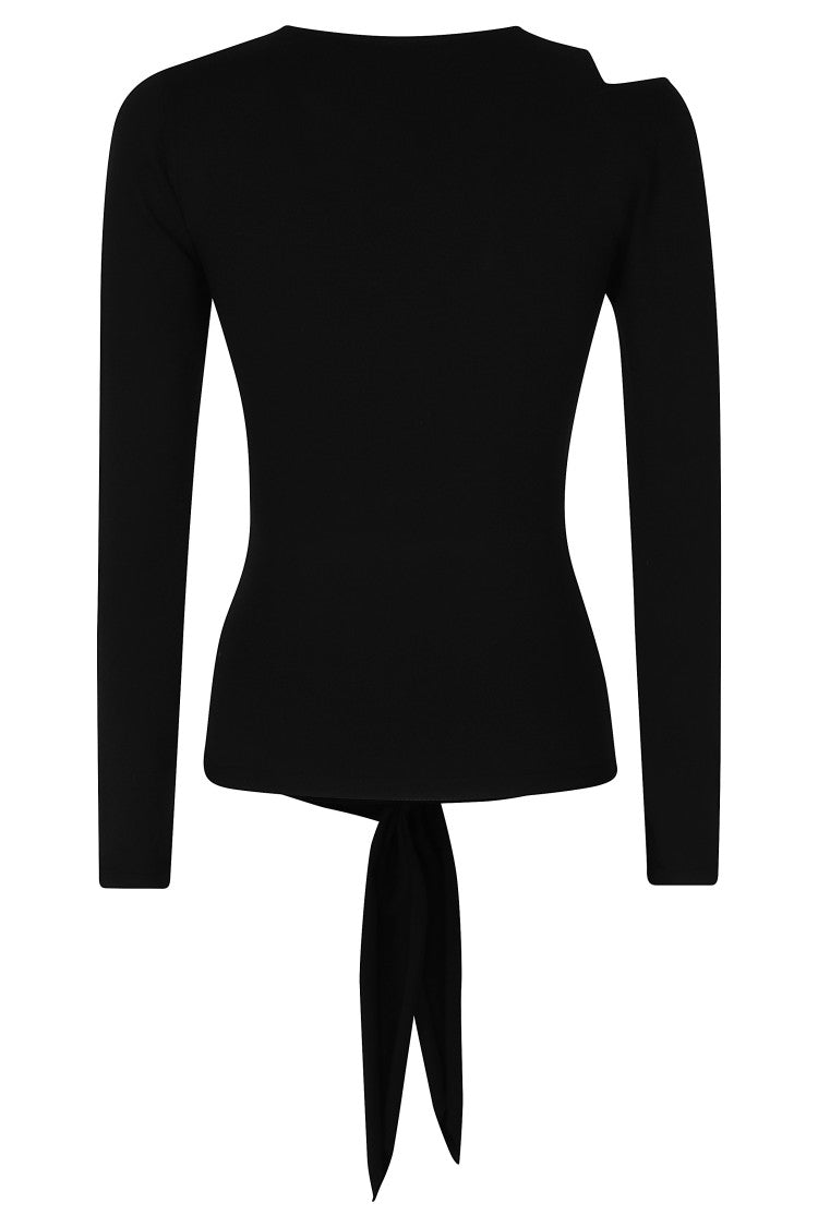 Federica Tosi Black Shoulder Cut-Out Sash Viscose Sweater