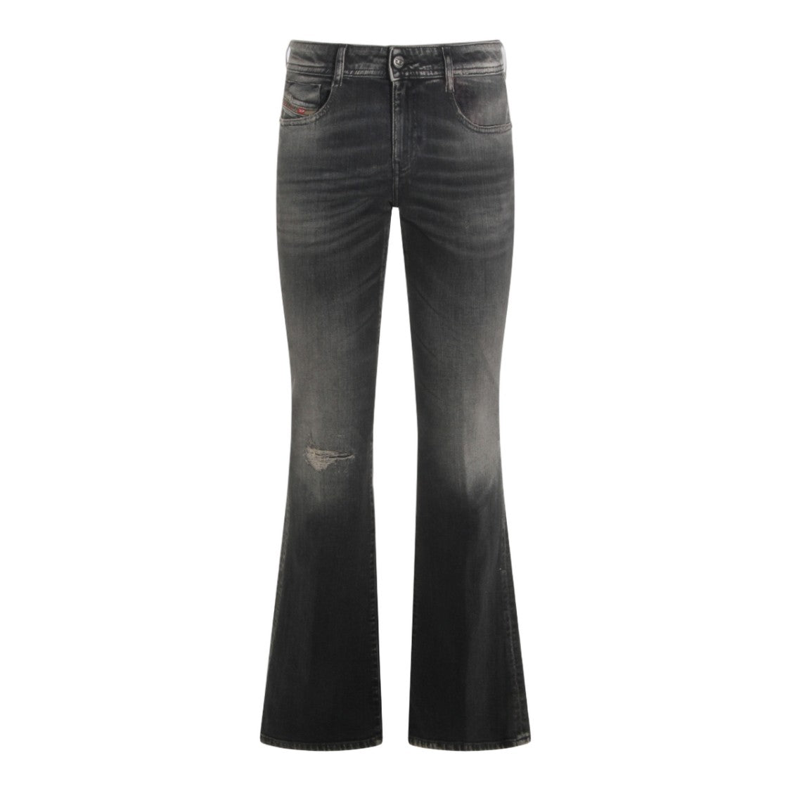 Diesel Black Washed Denim Jeans With Flared Silhouette
