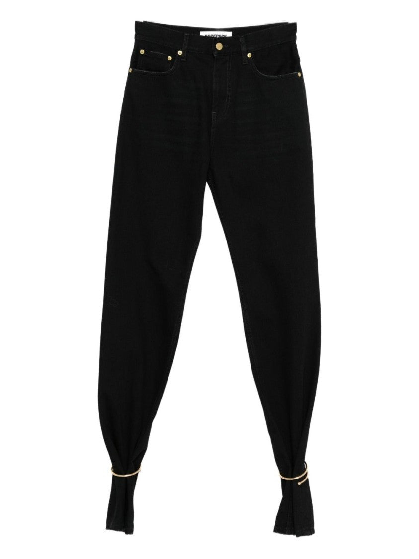 Darkpark High-Waisted Black Jeans With Gathered Hems