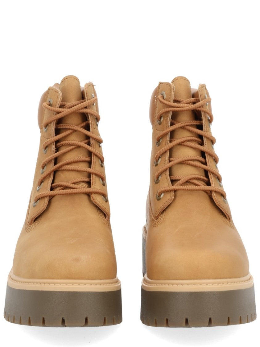Timberland Ankle-High Brown Boots With Padded Collar And Rugged Sole